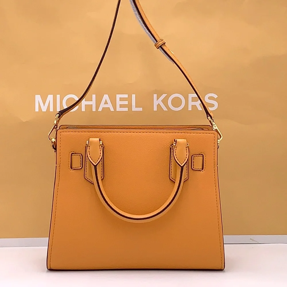 MICHAEL KORS  Hamilton Small Signature Logo and Snake Embossed Satchel Cider